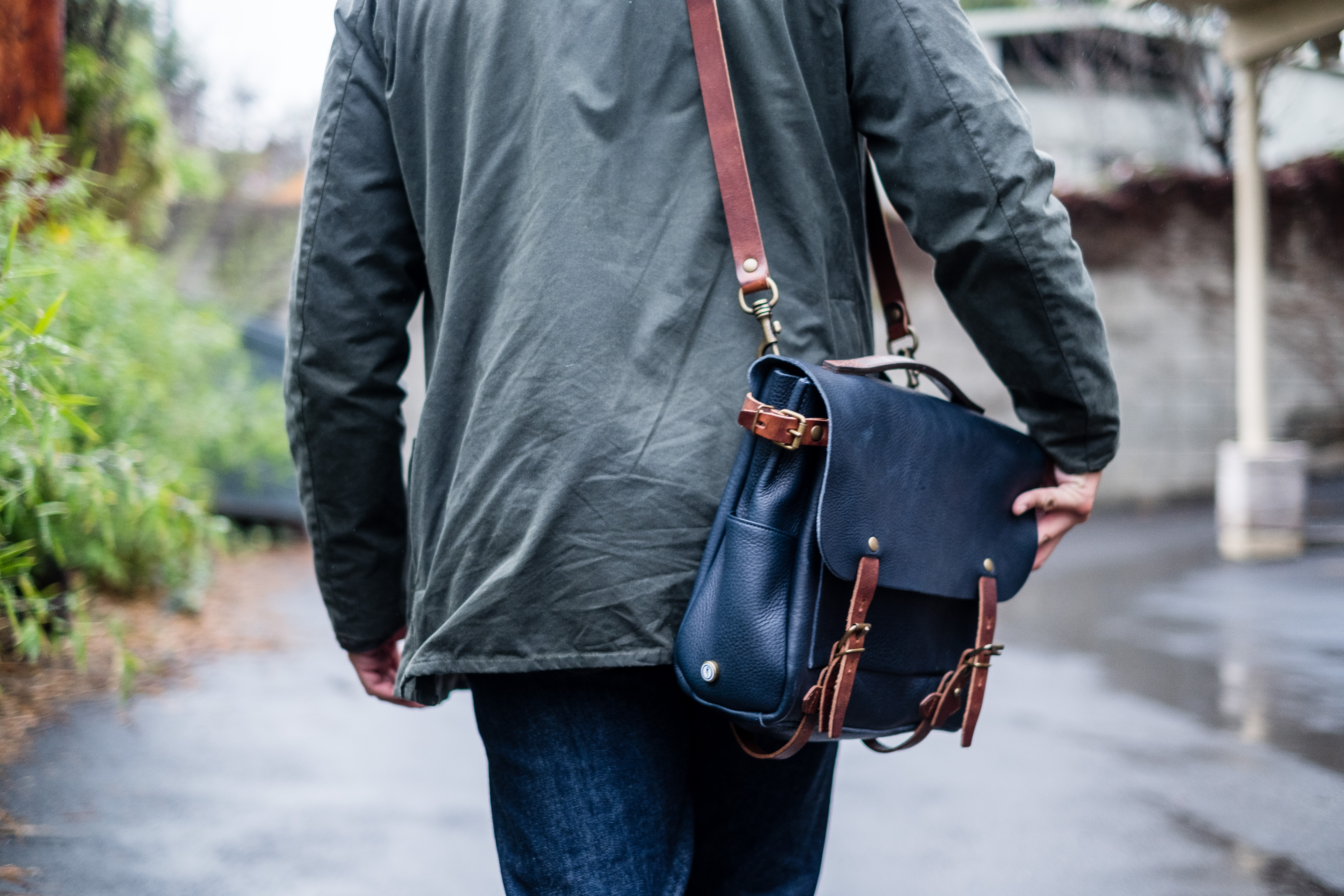 Blue Denim Mens Casual Small Messenger Bag Jean Postman Bag Courier Ba